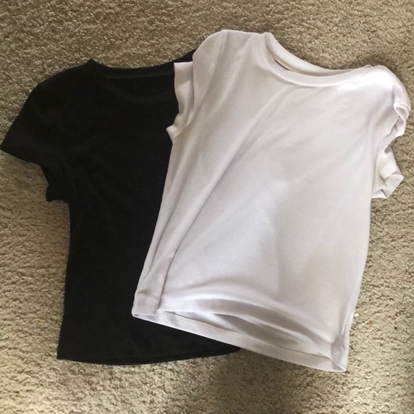 SHEIN Tops - SHEIN basic ribbed black and white t-shirt bundle